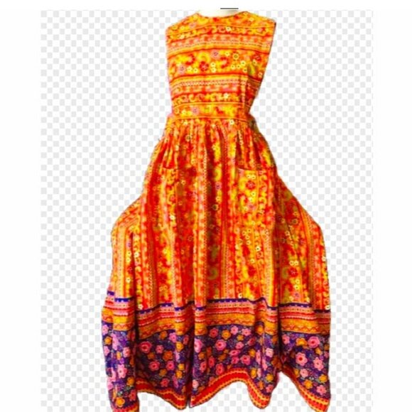 New DESIGN HOUSE Japan 1950s Style Wrap Tie House Dress Long Apron Pinafore OS - Picture 4 of 7